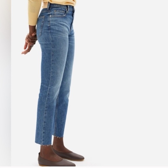 Everlane The Cheeky Jean Classic Blue Raw Hem High Rise Cotton Jeans - Picture 2 of 11